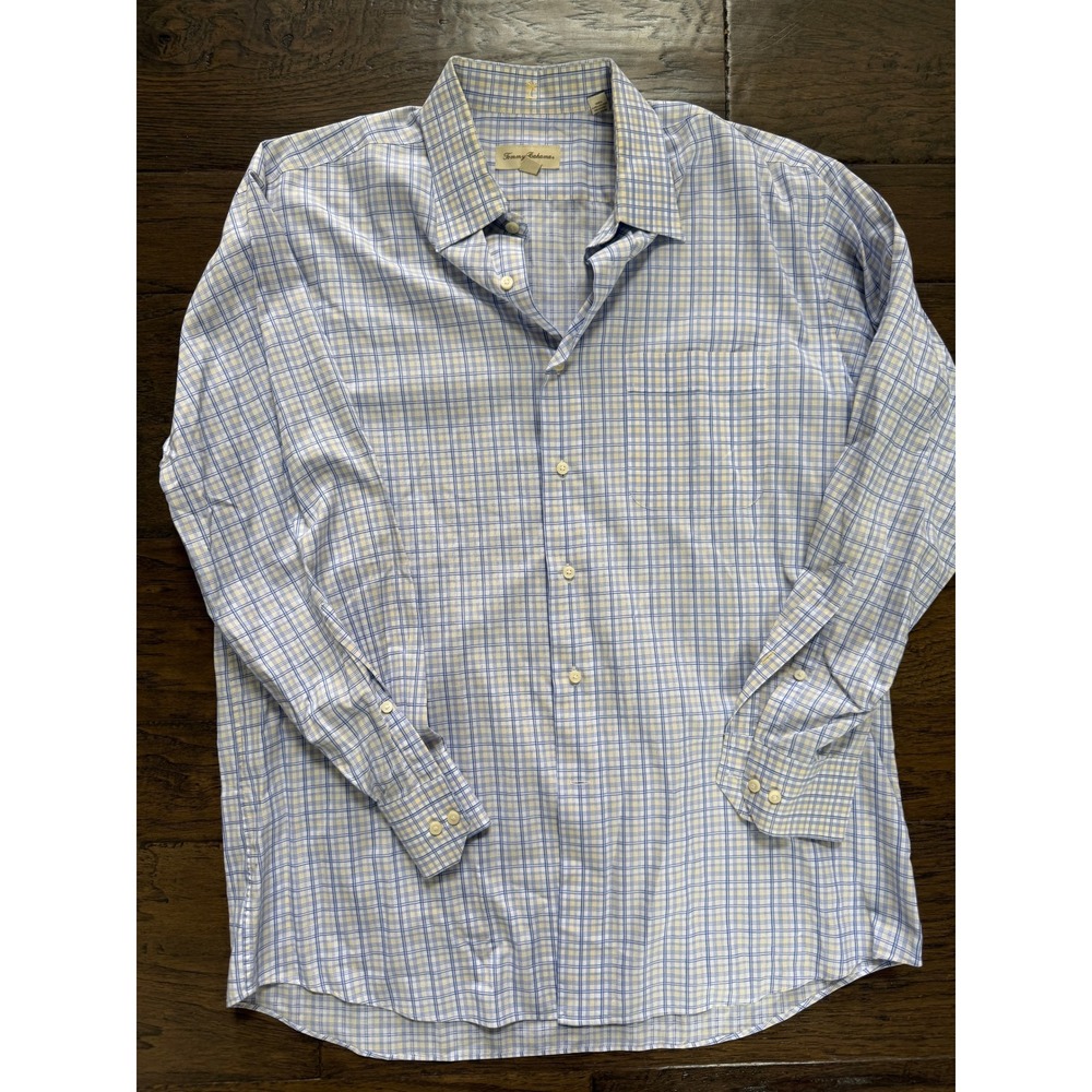 Tommy Bahama Men's Long Sleeve Plaid Button-Down Shirt Size 16, 32-33